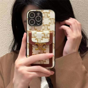 セリーヌ iphone17/17pro ケース カード収納 celine iphone17promax ケース 韓国 かわいい iphone16/16pro ケース ハイブランド iphone15/14 ケース 背面収納 おしゃれ