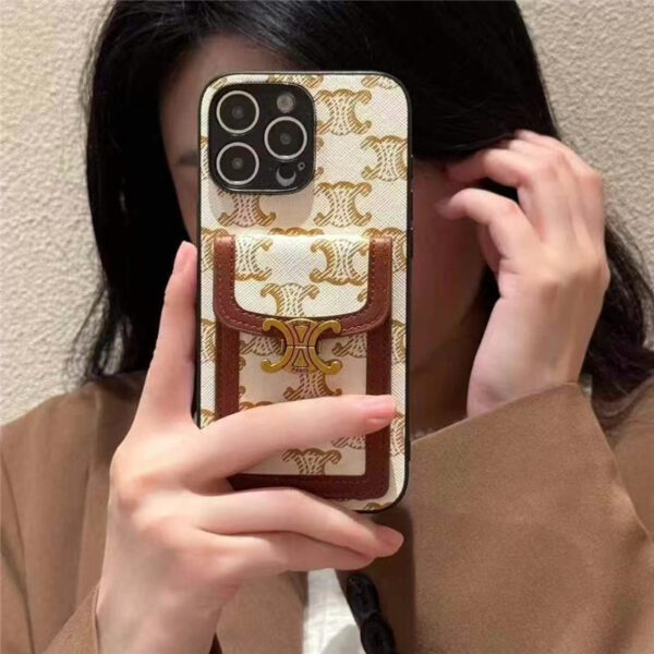 セリーヌ iphone17/17pro ケース カード収納 celine iphone17promax ケース 韓国 かわいい iphone16/16pro ケース ハイブランド iphone15/14 ケース 背面収納 おしゃれ - 画像 (7)