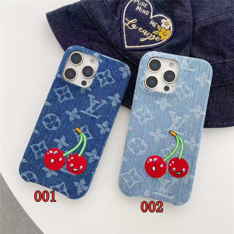 ルイ・ヴィトン チェリー柄 ケース ルイヴィトン iphone17/17promax ケース デニム ヴィトン