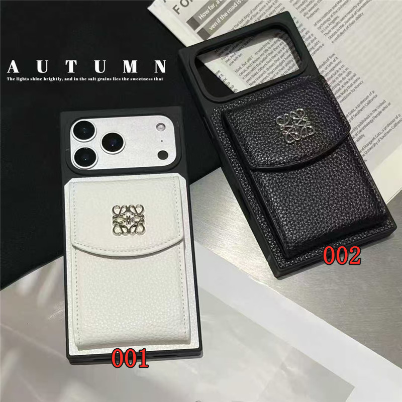 ロエベ アイホン ケース カード収納 iphone17pro/17promaxケース ブランド 人気 四角 iPhone16/16proケース 財布一体 loewe スマホケース おしゃれ 韓国