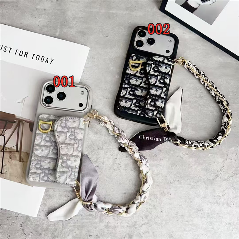 dior アイフォン17/17pro ケース カード収納 ディオール風 iphone16promax ケース ブランド レディース スマホケース チェーン 付き iphone15/14 ケース 韓国 流行り