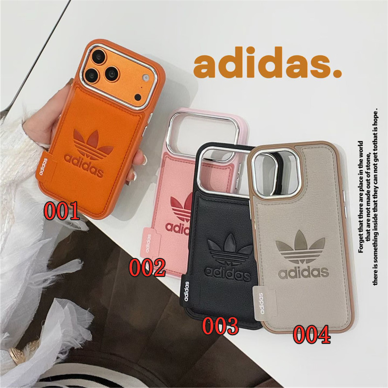 Adidas iphone ケース 17 アディダス iphone17pro/17promax ケース かわいい iphone16/16pro ケース 流行り iphoneレザー ケース 人気 ブランド