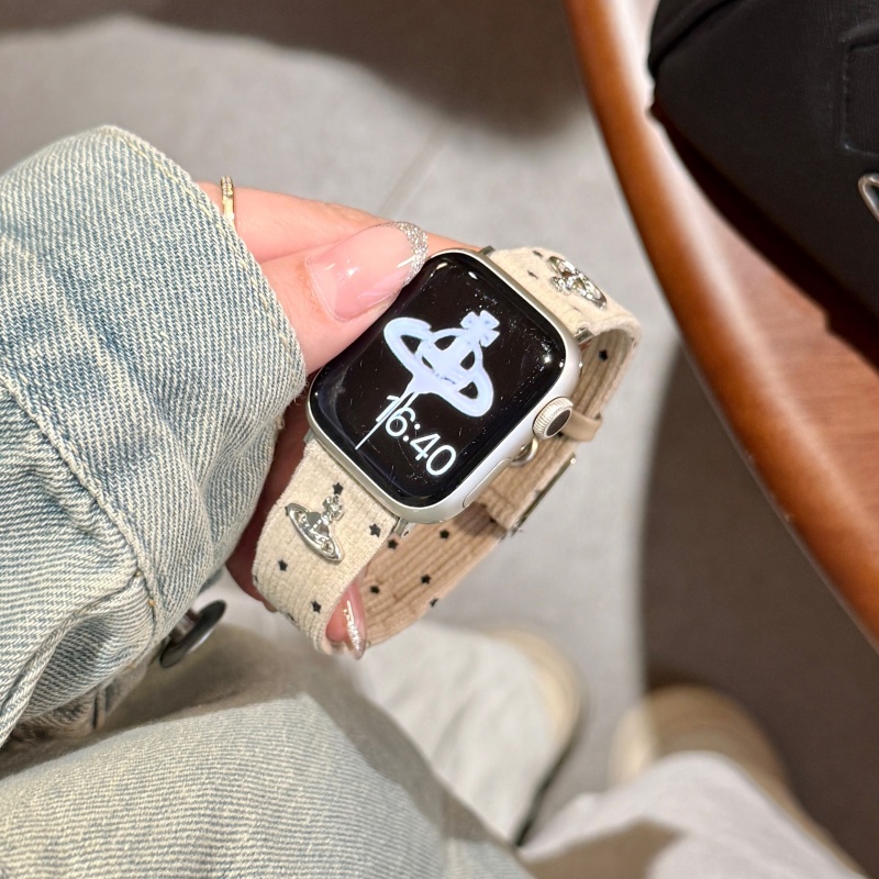 ヴィヴィアン アップル ウォッチ バンド 高級 ブランド apple watch バンド レディース Series11/10/9/8/SE3/Ultra3対応 コーデュロイ アップル ウォッチ ベルト 可愛い