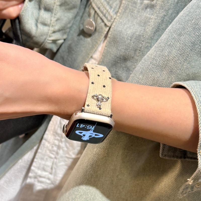 ヴィヴィアン アップル ウォッチ バンド 高級 ブランド apple watch バンド レディース Series11/10/9/8/SE3/Ultra3対応 コーデュロイ アップル ウォッチ ベルト 可愛い