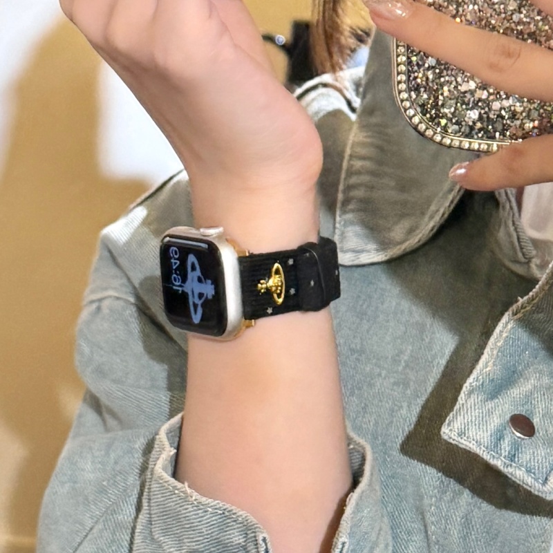 ヴィヴィアン アップル ウォッチ バンド 高級 ブランド apple watch バンド レディース Series11/10/9/8/SE3/Ultra3対応 コーデュロイ アップル ウォッチ ベルト 可愛い