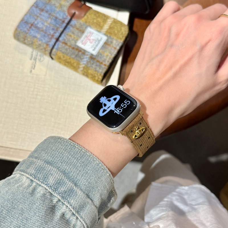 ヴィヴィアン アップル ウォッチ バンド 高級 ブランド apple watch バンド レディース Series11/10/9/8/SE3/Ultra3対応 コーデュロイ アップル ウォッチ ベルト 可愛い