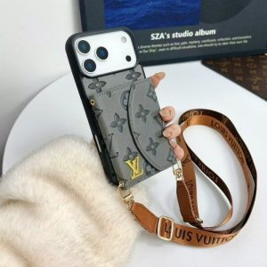 ルイ ヴィトン スマホ ショルダー ミラー付き iphone17/17proケース カード ケース 付き iphone16/15 背面手帳型ケース ヴィトン風