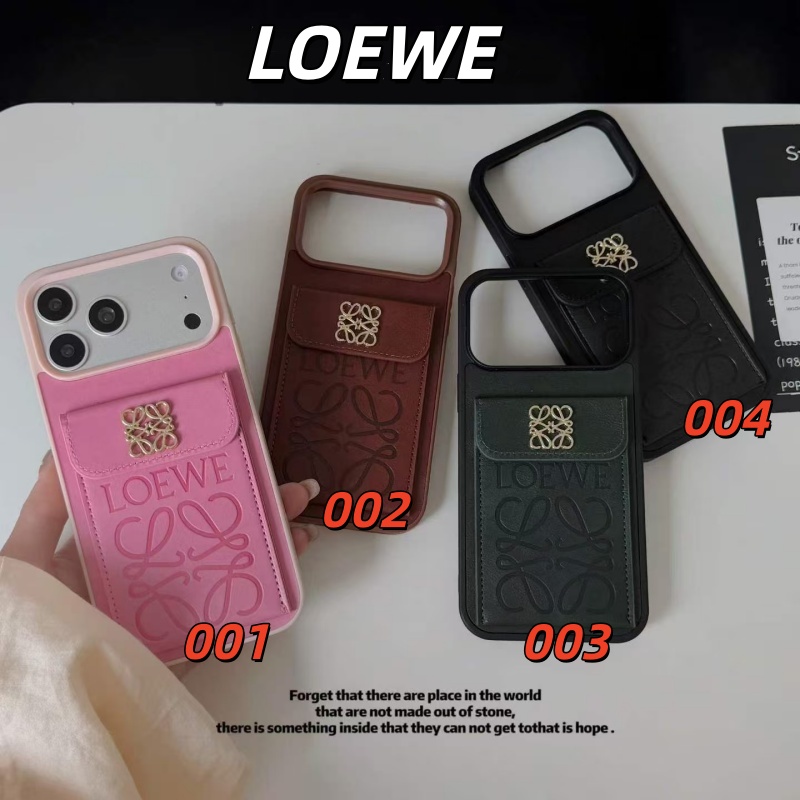 ロエベ iPhoneケース 17 カード収納 loewe iphone17pro/17promax スマホケース 可愛い ブランド iphone16/16pro ケース お揃い おしゃれ アイフォン15/14ケース スタンド機能