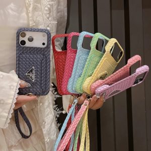 Alternative view of iphoneカードケース プラダ iphone17/17pro ケース 編み込み prada iphone17promax/16/16proケース ストラップ付き iphone15/14pro ケース 可愛い ブランド iphoneケース カード収納