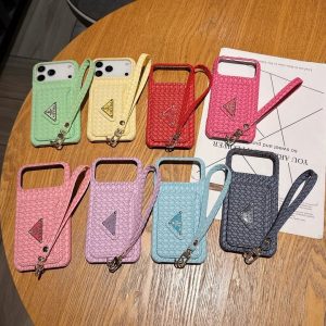 iphoneカードケース プラダ iphone17/17pro ケース 編み込み prada iphone17promax/16/16proケース ストラップ付き iphone15/14pro ケース 可愛い ブランド iphoneケース カード収納