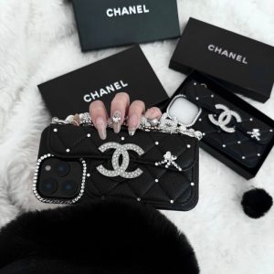 Alternative view of シャネル iphoneケース ストーンデコ iphoneケース レディース chanel パロディ iphone17/17pro ケース iphoneケース カード収納 可愛いiphone16pro/15/14 スマホケース チェーン 付き