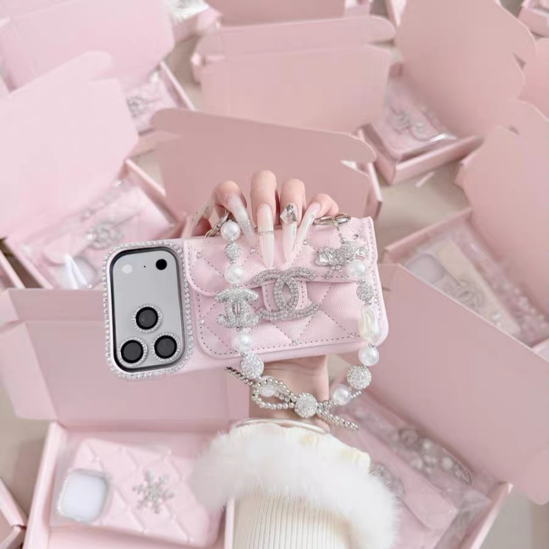 シャネル iphoneケース ストーンデコ iphoneケース レディース chanel パロディ iphone17/17pro ケース iphoneケース カード収納 可愛いiphone16pro/15/14 スマホケース チェーン 付き